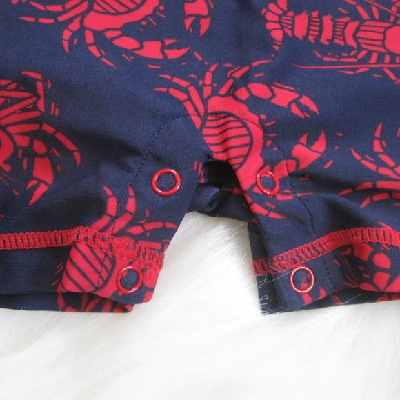 Hatley Baby Rash Guard Wet Swimsuit Size 6-9M Blue Red Crabs Lobsters EUC Unisex - Picture 3 of 6